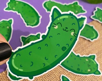 Pickle Cat Sticker - Vinyl Sticker Decal for Laptops, Water Bottles, Planners, & Journals