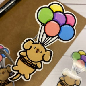 Balloon Golden Retriever Pup - Dog Sticker - Vinyl Sticker Decal for Laptops, Water Bottles, Planners, & Journals