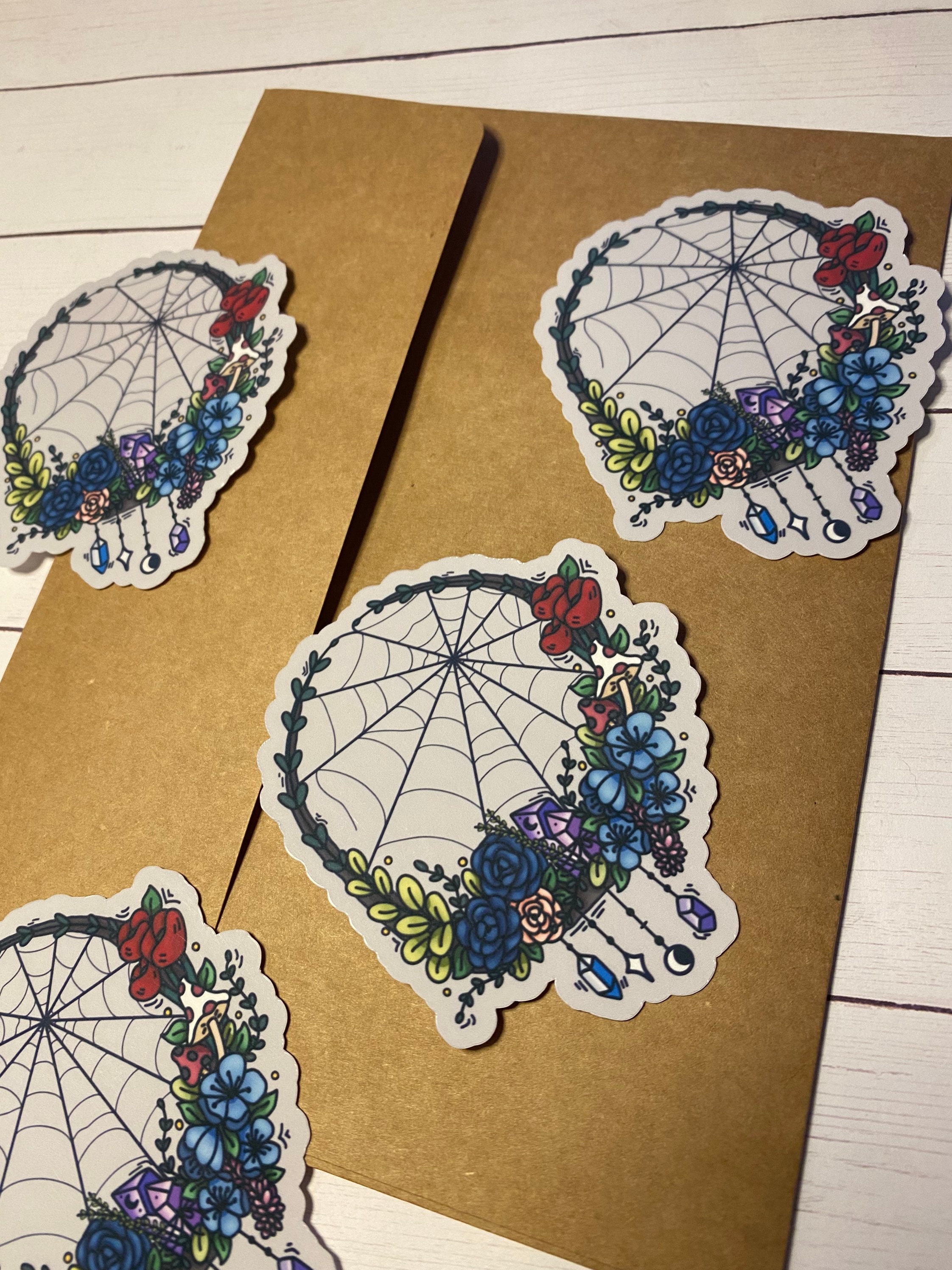 Spider Web Wreath Sticker - Witchy Sticker - Vinyl Sticker Decal for ...