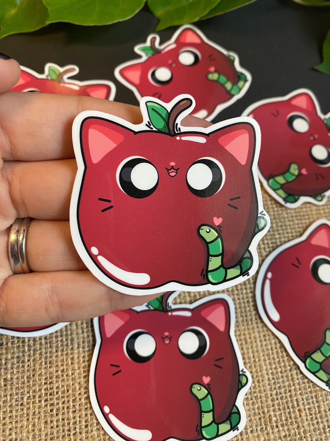 Cat Sticker For Ios Apple Cat Sticker - Apple Sticker - Vinyl Sticker Decal for Laptops ...