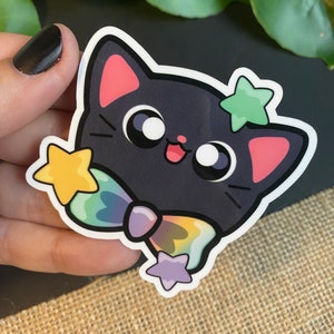 Best Cat Logo Sticker- Black Cat Sticker - Water Resistant Sticker, Laptop Sticker, Water Bottle Sticker