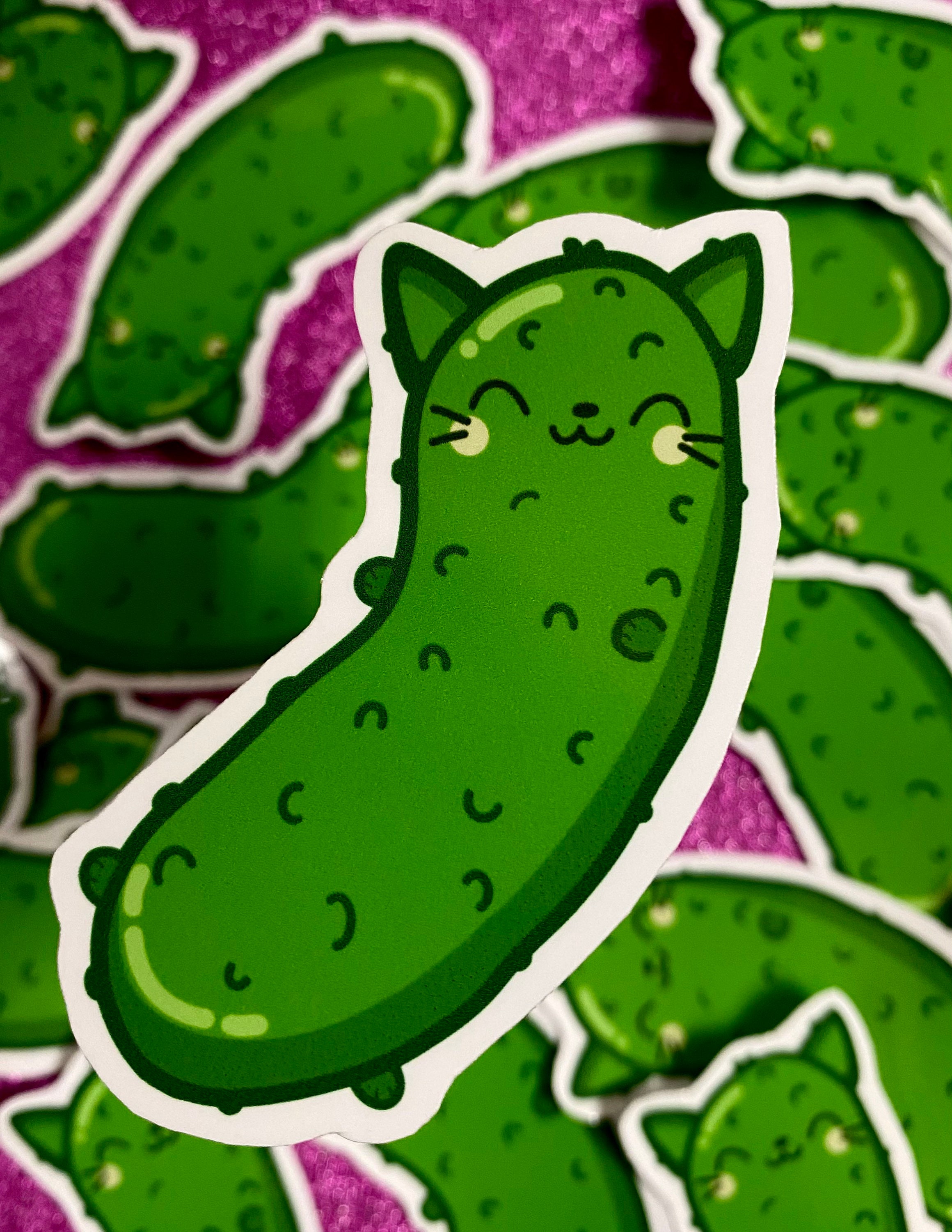 Pickle Cat Sticker Cat Stickers Glossy Sticker Water Etsy Australia