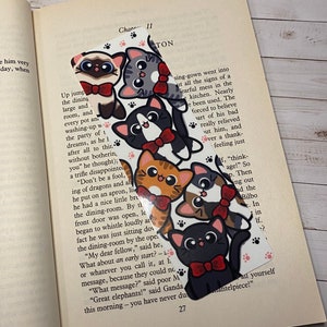 Bow Tie Cat Bookmark - Double Sided Cat Bookmark, Gifts for Cat Lovers, Tabby Cat Bookmark