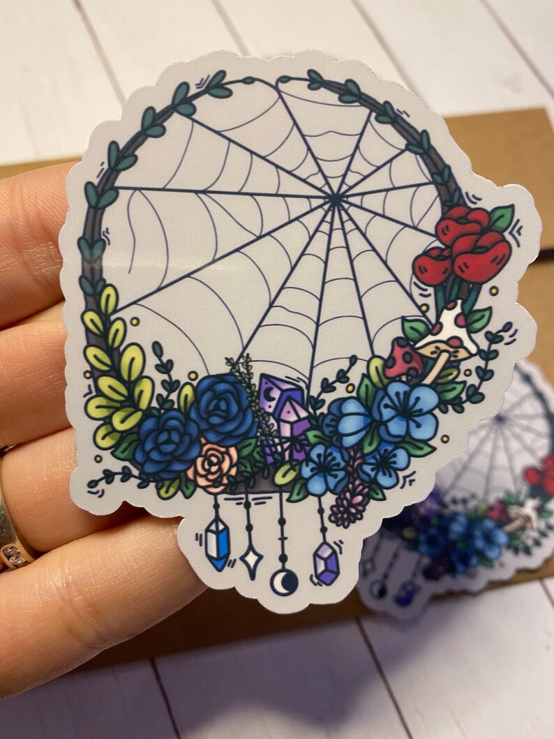 Spider Web Wreath Sticker - Witchy Sticker - Vinyl Sticker Decal for ...