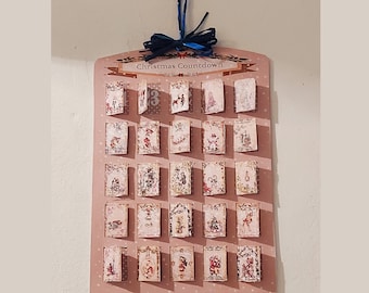 Christmas Vintage Advent Calendar, Countdown, Junk Journal Kit, Digital Download, Printable, Simple