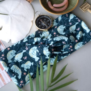 Manatee Lover Gift Manatee Headband Cute Animal Headband Jersey Knit Hair Beach Lover Headband Tropical Print Headband Florida Gift