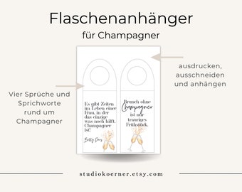 Bottle pendant for champagne | Gift Tag | Last minute gift | Digital Download