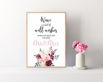 Wedding Wands Sign I Wedding Wands I Lucky Wands I Romantic Wedding Send-Off I Wedding Decoration I Boho Style I Watercolor Flowers