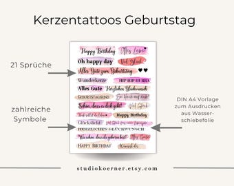 Waterslide Birthday I Birthday Candle I Birthday Gift I Happy Birthday I Candle Tattoo I Candle Sticker
