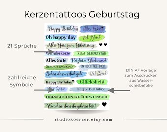 Candle tattoo I Candle stickers I Candle design I Waterslide film I Birthday candle I Birthday gift I Happy Birthday