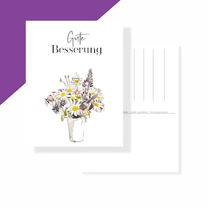 Beterschap ansichtkaart wenskaart herstel | Kaart aquarel aquarel Art Print illustratie | Gezondheid beterschapswensen I A6