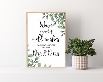 Wedding Wands Sign I Wedding Wands I Lucky Wands I Romantic Wedding Send-Off I Wedding Decoration I Greenery I Watercolor