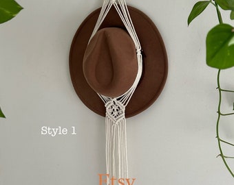 Macrame Hat Hanger Akubra Holder Farmhouse Hat Storage Fedora Hanger Perfect Boho Gift Macrame Wall Hanging Rustic Home Decor