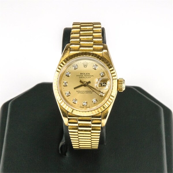 1995 Ladies Rolex 18K Gold Oyster Perpetual Datejust President 26mm Watch