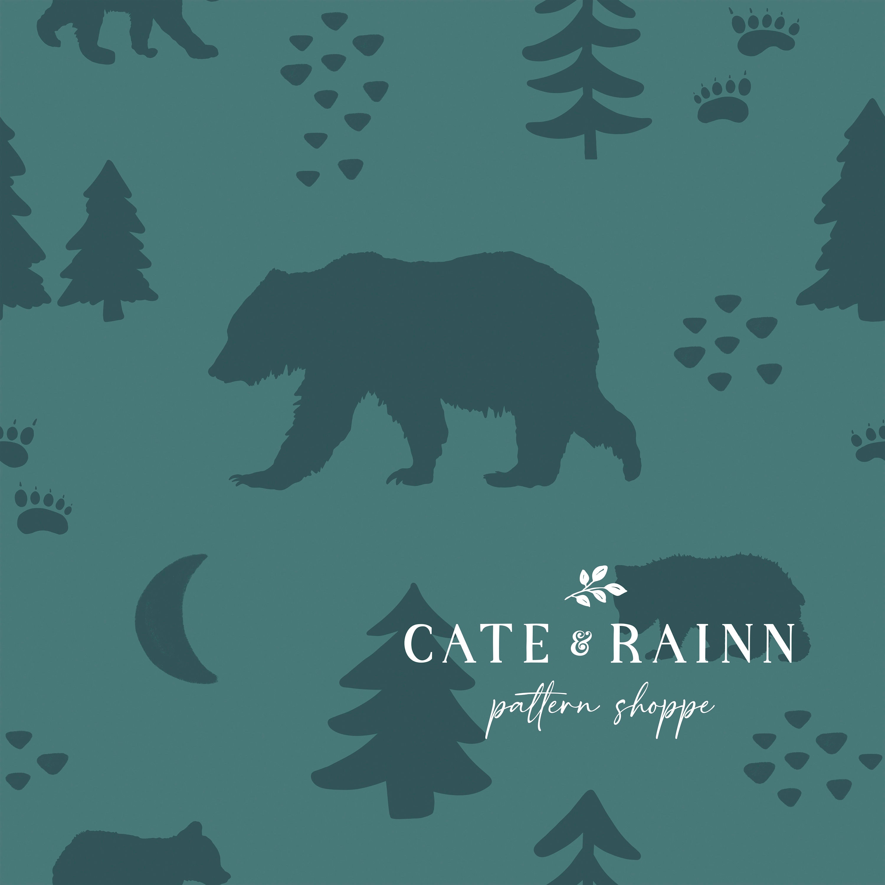 Boho Bear Seamless Pattern, Baby Bear Woodland Nursery Pattern