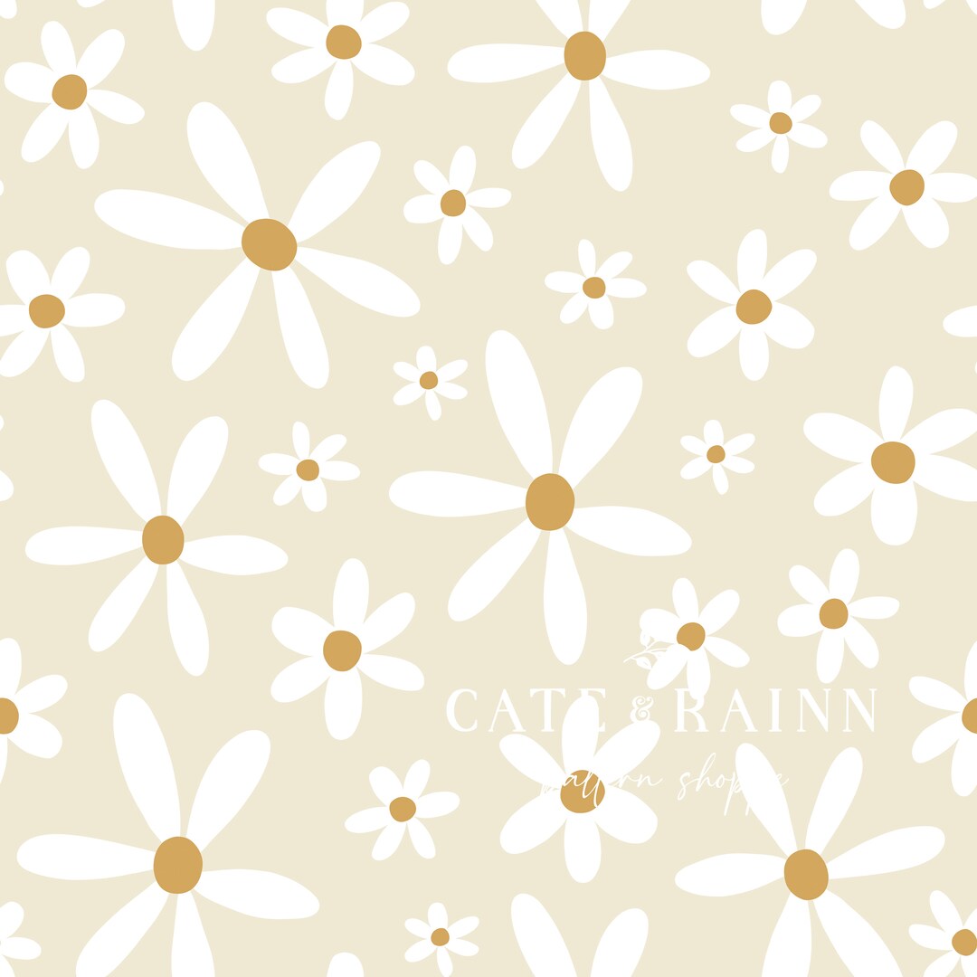 Vintage Daisies Pattern, Retro Daisy Seamless Pattern, Repeat Pattern