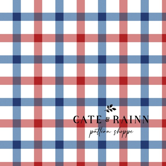 Red White and Blue Gingham Seamless Pattern 4th of July Etsy