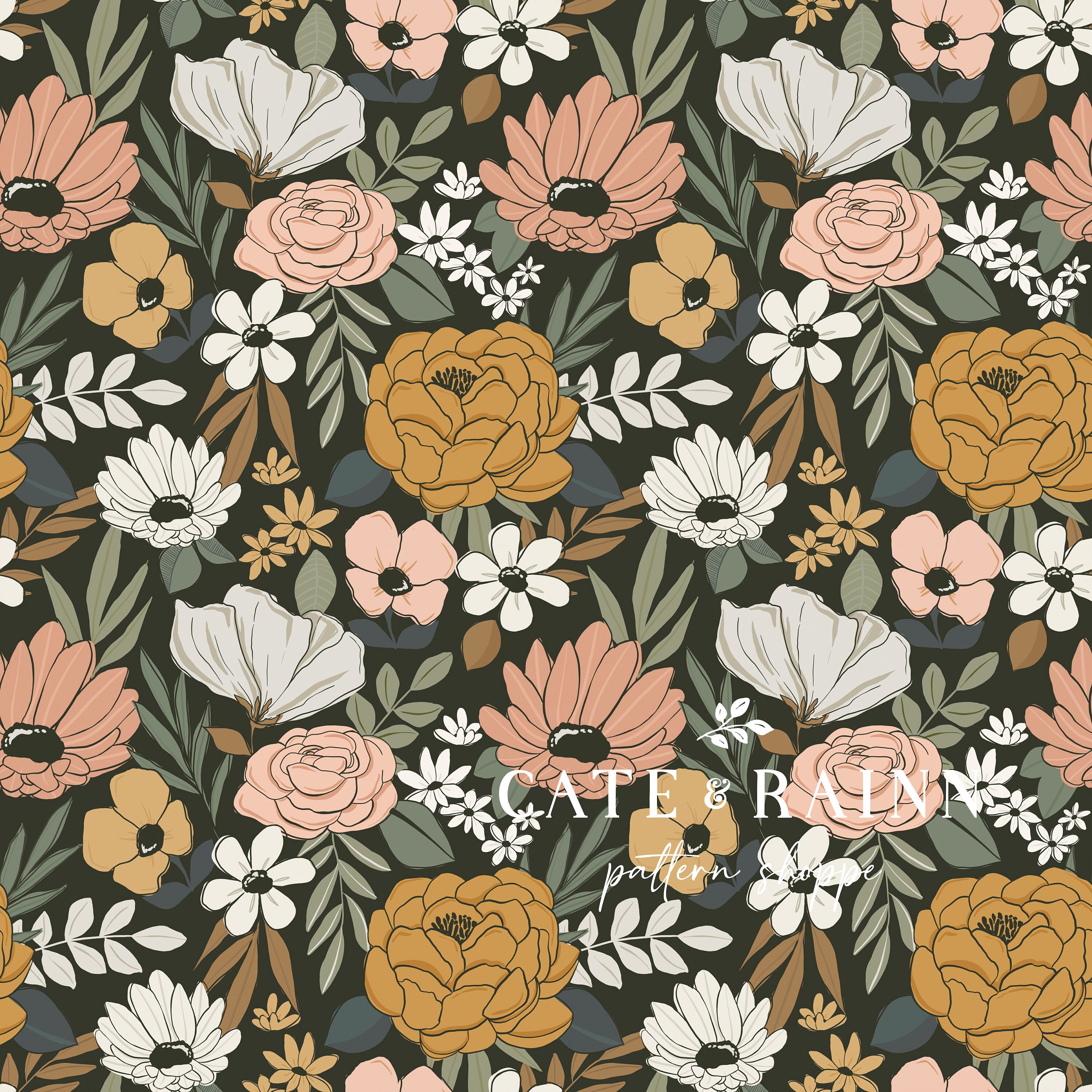 Hippie flowers boho seamless background. floral retro pattern