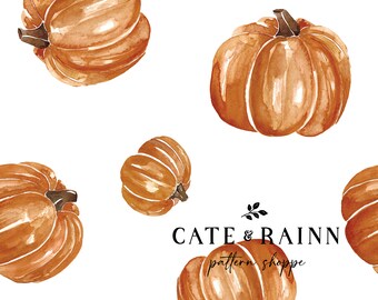 Fall Pumpkin Pattern, Watercolor Fall Seamless Pattern, Autumn Pumpkins Repeat Pattern, Halloween Commercial Use, Pattern File
