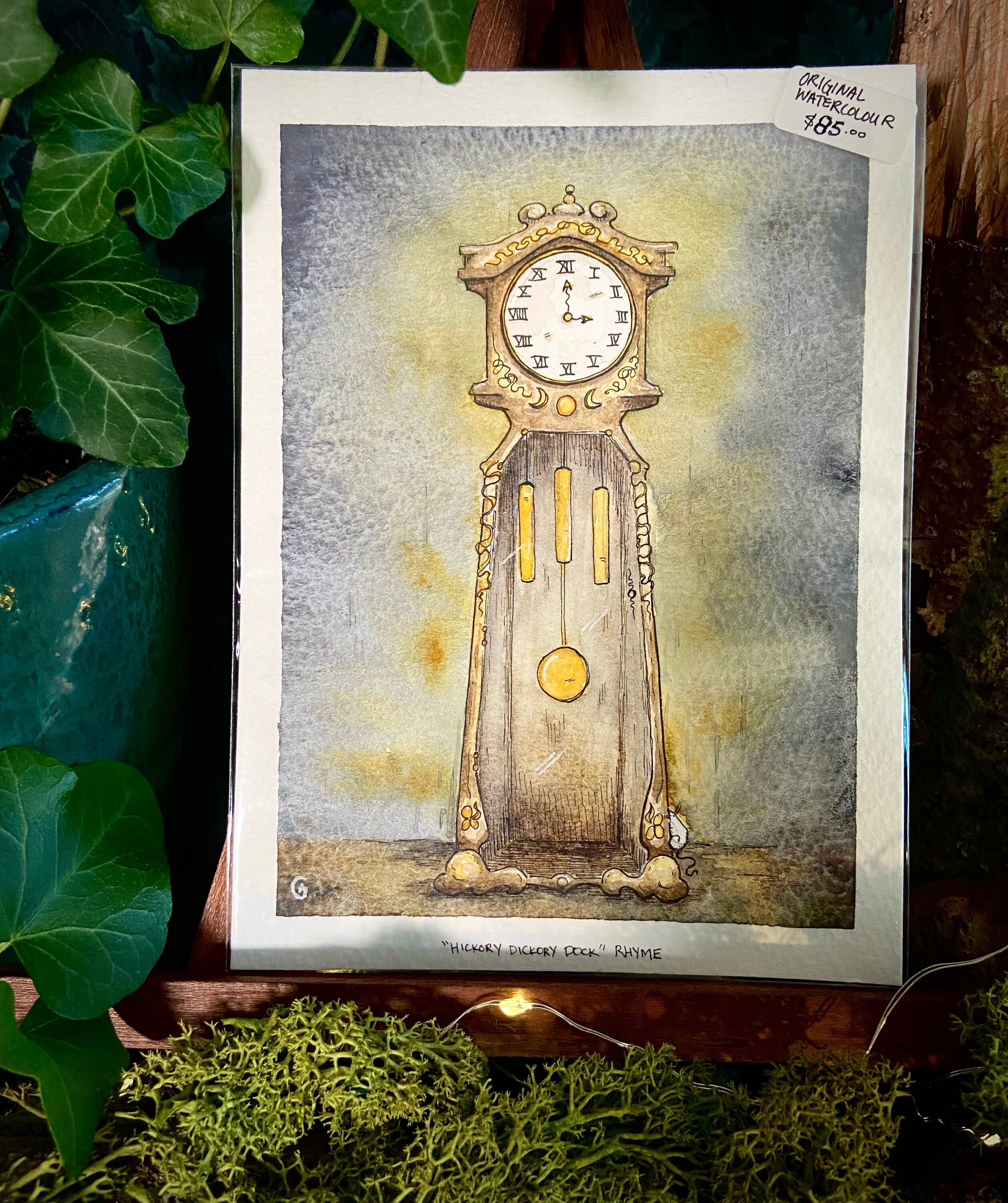 Hickory Dickory Dock Original Watercolor Painting Nursery Rhyme ...