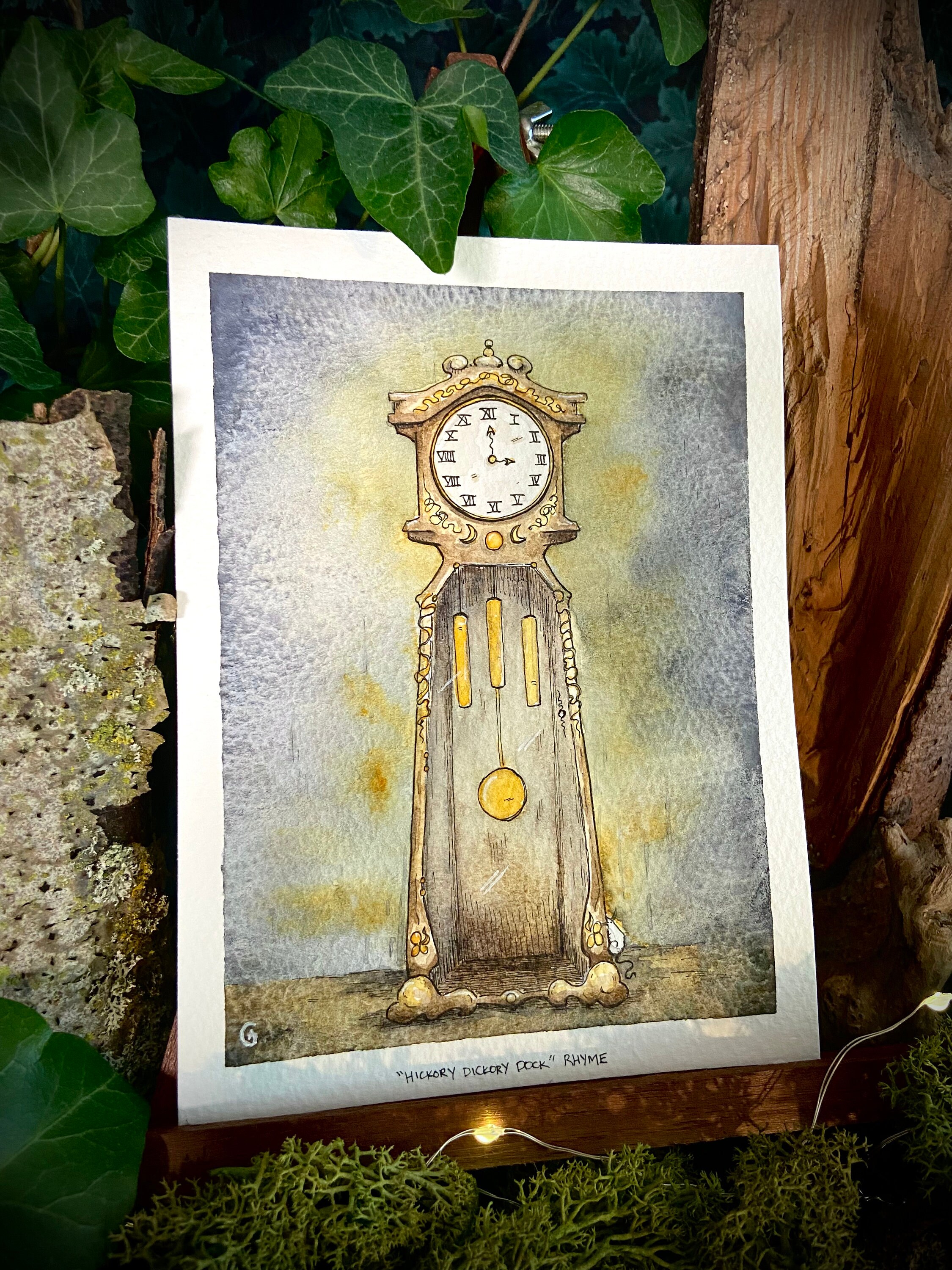 Hickory Dickory Dock Original Watercolor Painting Nursery Rhyme ...