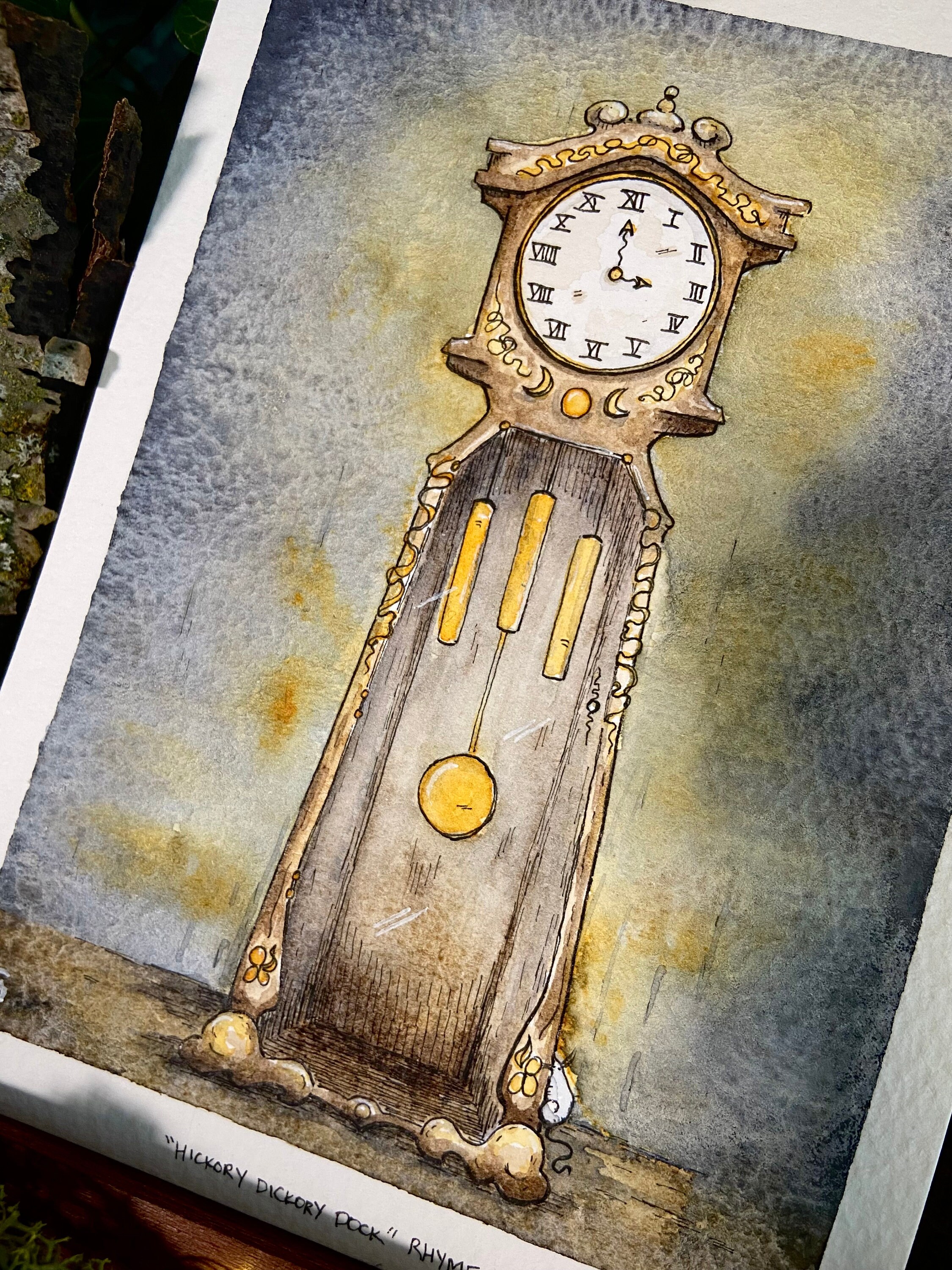 Hickory Dickory Dock Original Watercolor Painting Nursery Rhyme ...