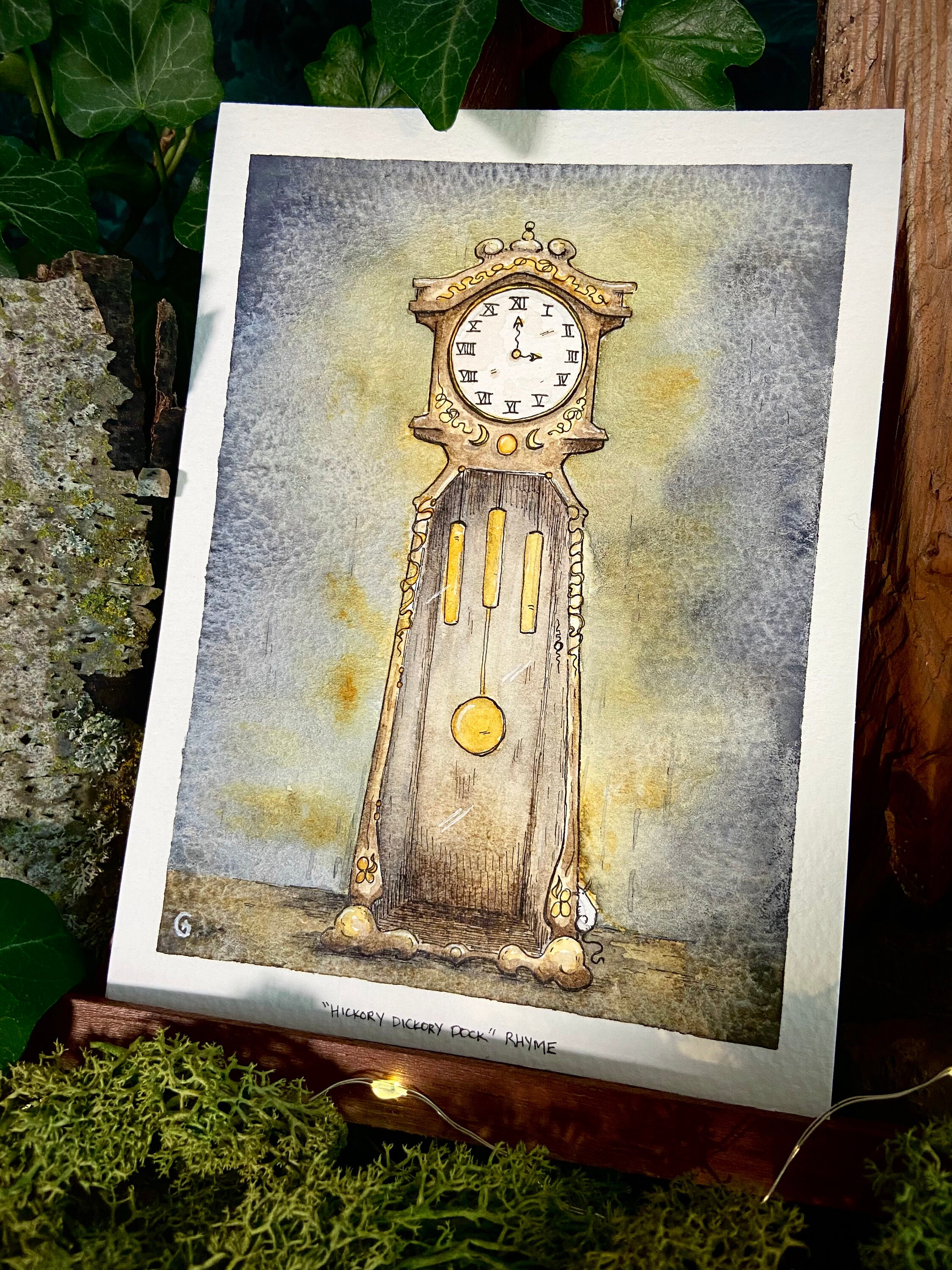 Hickory Dickory Dock Original Watercolor Painting Nursery Rhyme ...