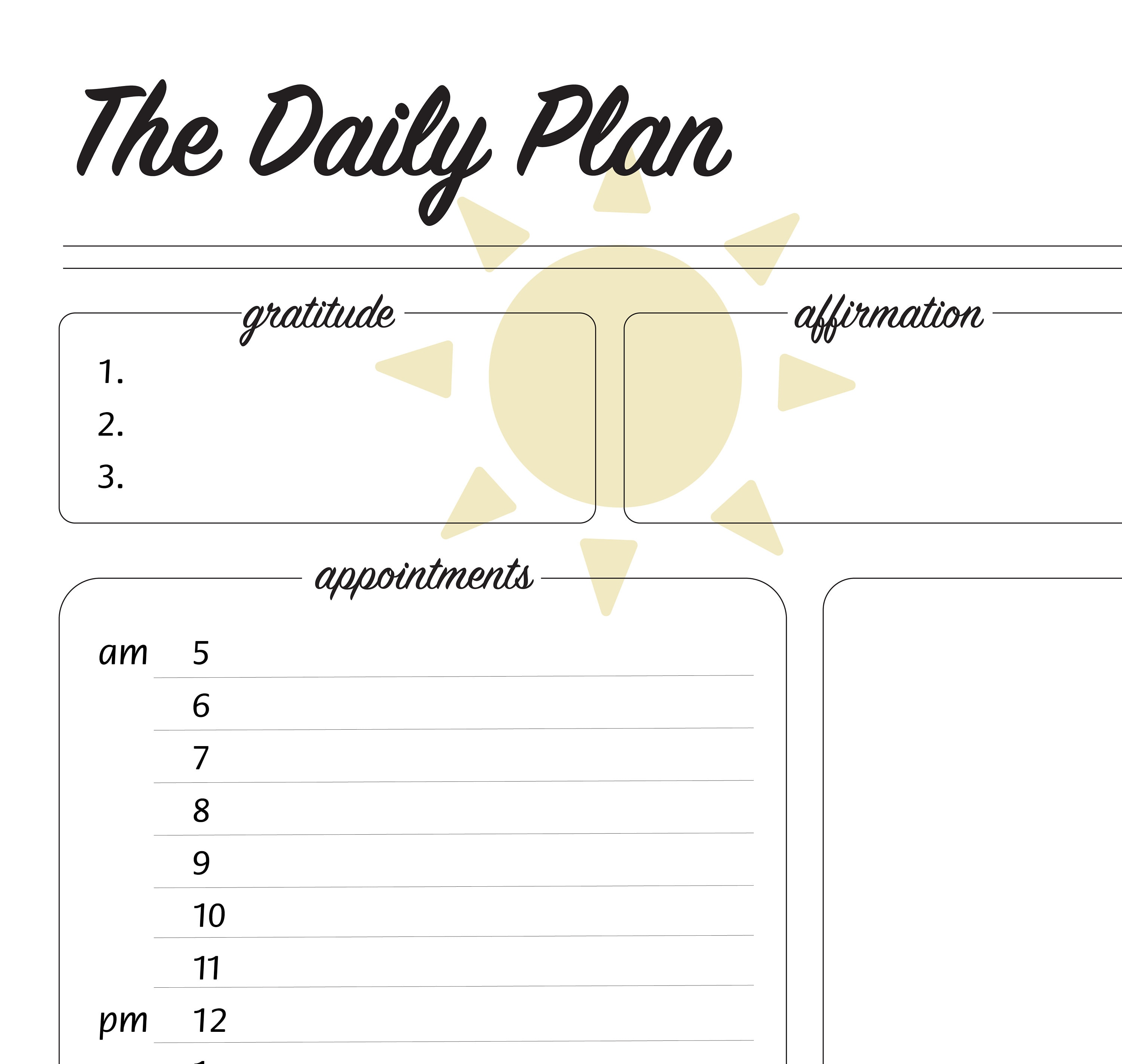 Daily Schedule Template Sun | Etsy