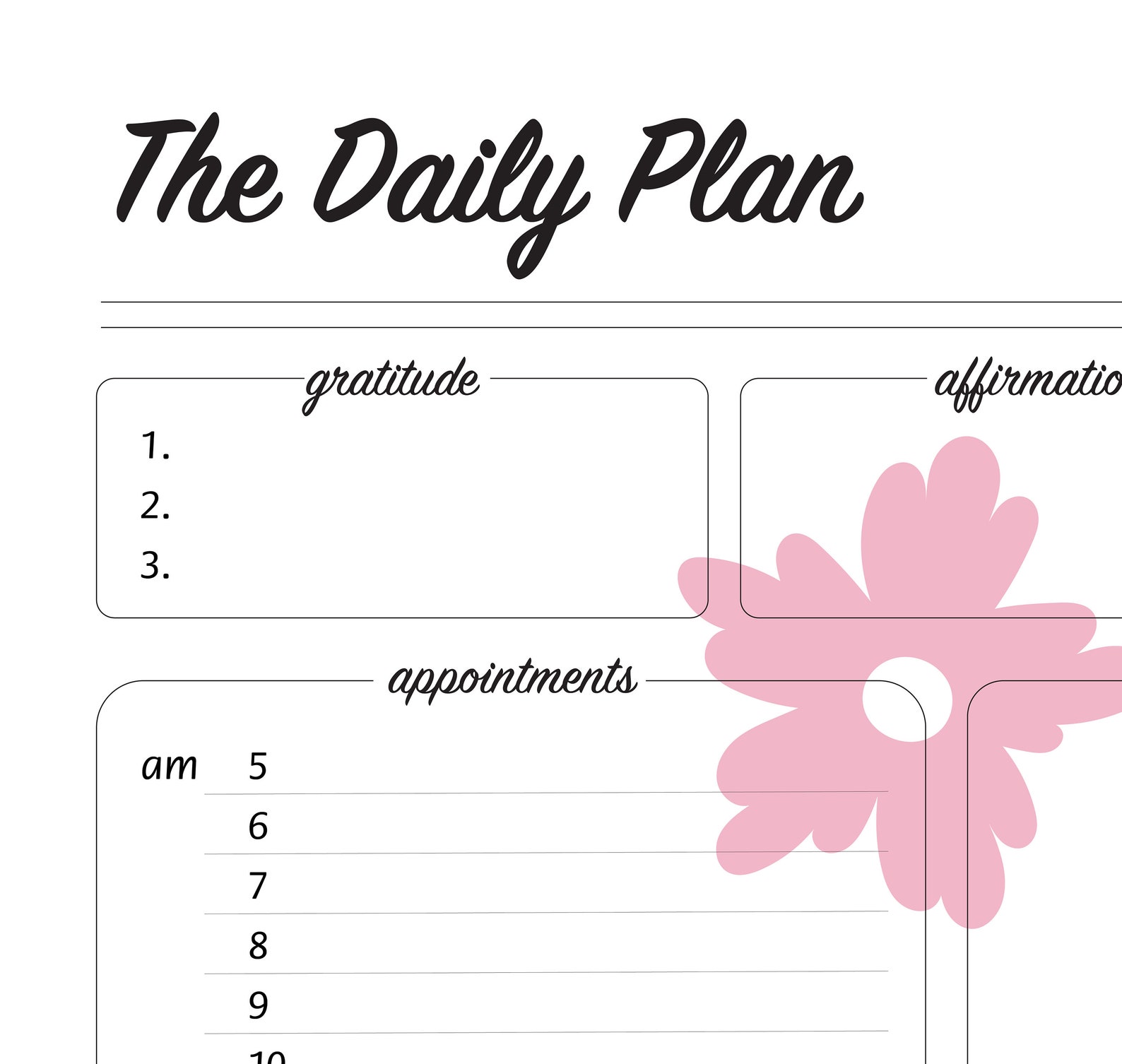 Daily Schedule Template Flower Pink Etsy