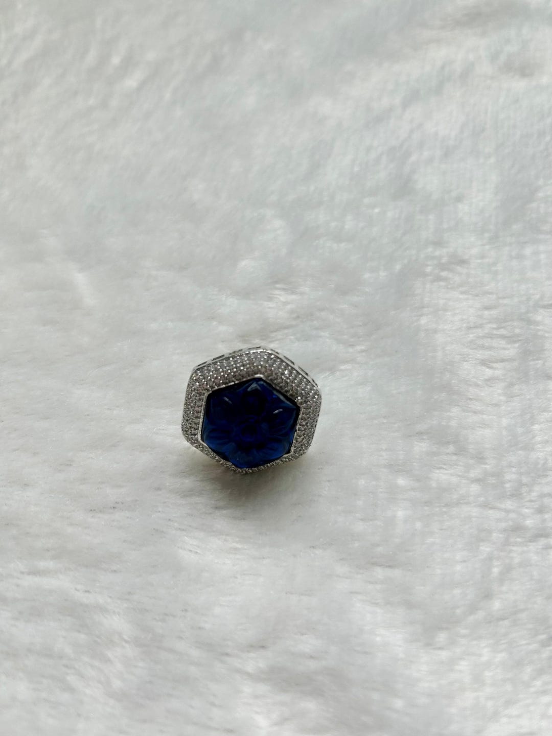 Indian Blue Rings American Diamond Dark Blue Flower Ring ~shaadi~simple~desi~traditional ...