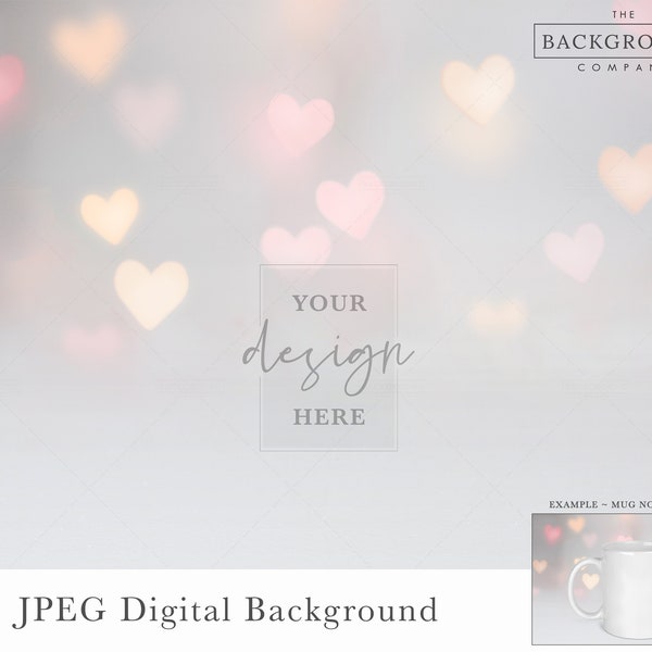 Valentines Mockup Background | Heart Bokeh Background | Bokeh Wallpaper | Pink Yellow Bokeh | Love Heart Background Mockup | Romance