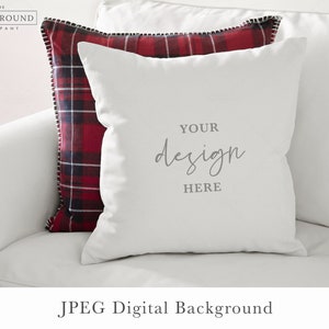 Modern Farmhouse Pillow Mock up | Square Pillow Mockup | White Cushion Mock up | White Throw Pillow Mockup | Square Cushion On Sofa Mockup