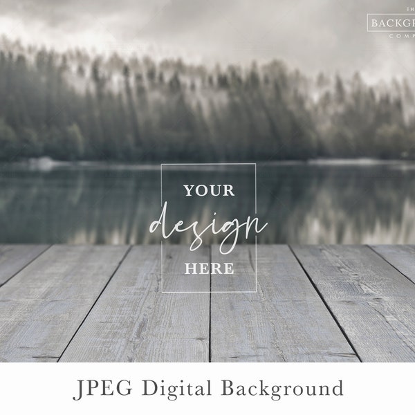 Lake Background Mockup | Outdoor Table Mockup At The Lake | Wooden Picnic Table Mockup | Rustic Outdoor Background | Hiking, Camping, Cabin