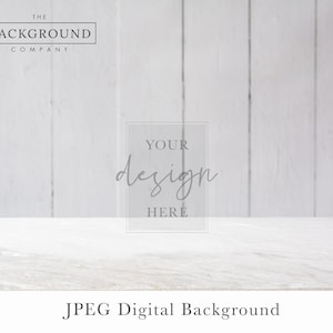 May include: White wood background with a white tabletop. The text "YOUR design HERE" is in a gray box on the wood background.