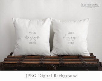 Blank Pillow Mock up | Two Square Pillow Mockup | Rustic White Cushion Mock up | Farmhouse Style Pillow Mockup | Square Cushion Mock up
