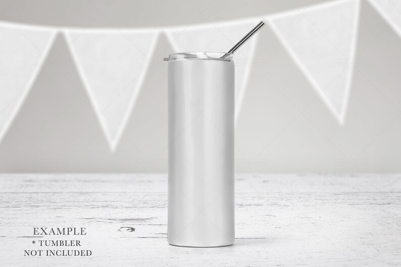 May include: A tall, cylindrical white tumbler with a smooth finish, featuring a clear plastic lid and a thin, straight metal straw inserted through the top opening. The vessel has a flat base and straight sides, designed for holding beverages.