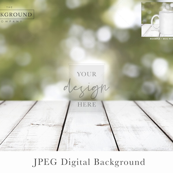 Easter Background Mockup | Outdoor Spring Background Mockup | Table Background For Easter Product Mockups | Bokeh | Blurred Green Trees