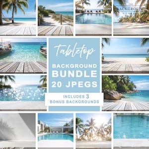 20 Sommer Tabletop Mockup Bundle | Tropischer Urlaub Hintergrund Mockups | Etsy-Auflistungsfotos für Sublimationsdruck auf Anfrage Produkte