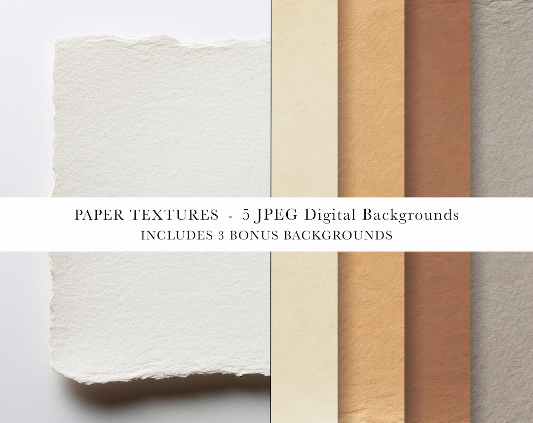 5 Paper Texture Backgrounds | Digital Handmade Paper Textures - Etsy