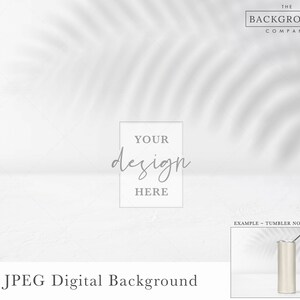Background Mock up For Digital Products | Palm Tree Shadow | White Table Mockup Background | Modern Table Mock up | White Background For Mug