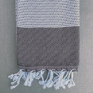 Diamond hand-woven traditional cotton Turkish Peshtemal towel for beach, pool, spa, bath and more image 7