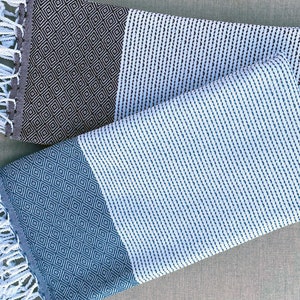 Diamond hand-woven traditional cotton Turkish Peshtemal towel for beach, pool, spa, bath and more image 1