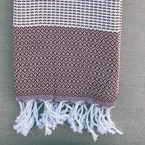 Diamond hand-woven traditional cotton Turkish Peshtemal towel for beach, pool, spa, bath and more image 5