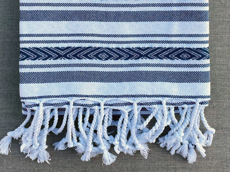 Batika hand-woven natural cotton Turkish Peshtemal towel for beach, pool, spa, bath and more image 4