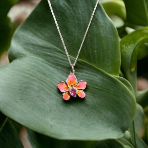 Orchid Pendant in Silver by GalinII Jewelry (Handmade)