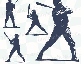 Baseball Player SVG Bundle: Silhouette Cut Files (Digital Download)