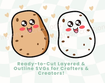 Kawaii Potato SVG: Layered Cut Files for Cricut & Silhouette (Digital Download)