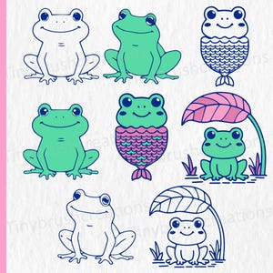 Cute Frog SVG | Kawaii Frog Clipart for Cricut & Silhouette | Instant Download Cut File for Kids Shirts  Nursery