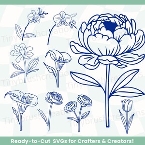 Flower SVG Cut Files, Floral SVG Bundle, Digital Download, Cricut Flower SVG, Instant Download, Craft Supplies