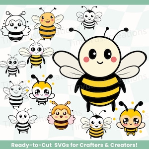 cute bee svg, bee clipart, bees kawaii SVG File, bee svg, kawaii bees, bees clipart, cricut svg, honey bee svg, bee svg bundle, bee cut file